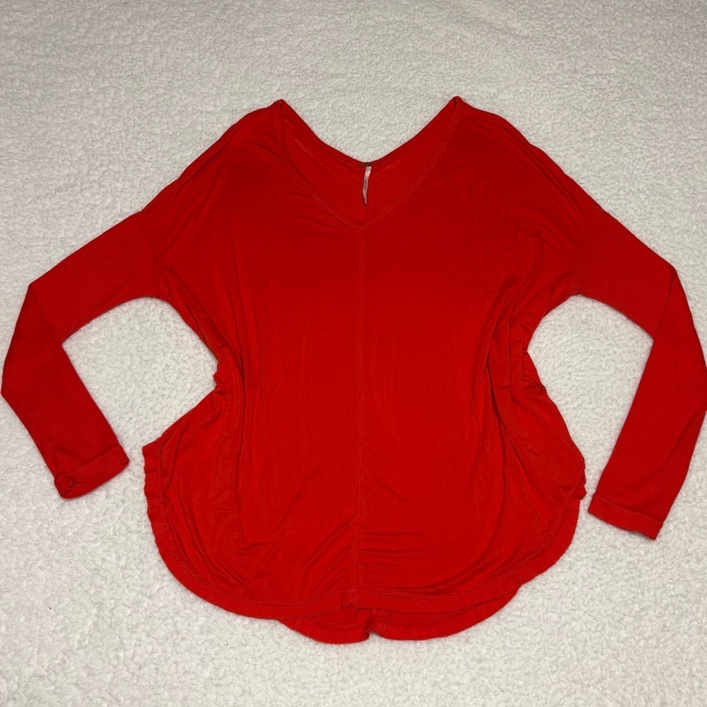 Free People Women Orange Moonshine Long Sleeve Tunic Top